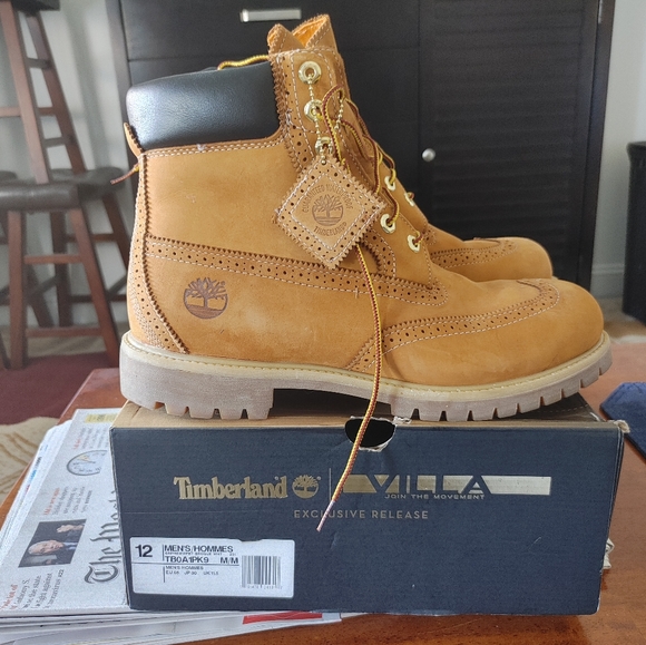 Mens Timberland Brogue Boots Size 2 M 